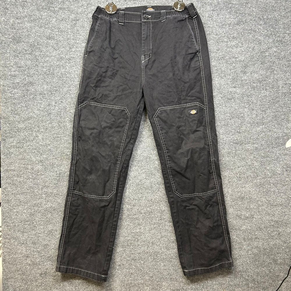 Dickies Double Knee Work Pants Mens Black Contrast Stitch Straight Leg - 32X32